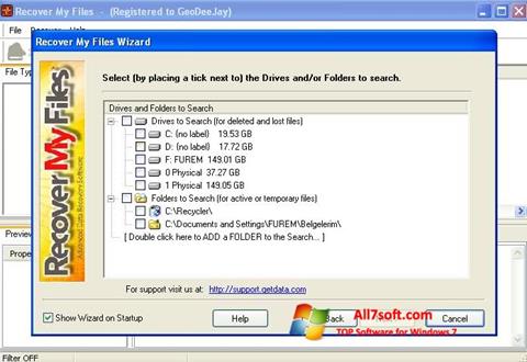 スクリーンショット Recover My Files Windows 7版