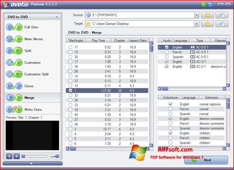 スクリーンショット DVDFab Windows 7版