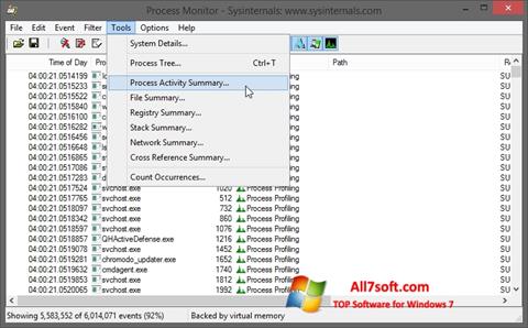 スクリーンショット Process Monitor Windows 7版