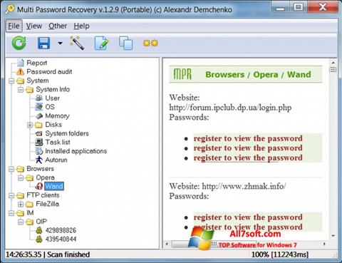 スクリーンショット Multi Password Recovery Windows 7版