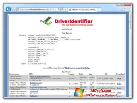 スクリーンショット Driver Identifier Windows 7版