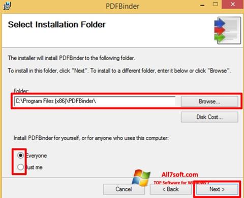 スクリーンショット PDFBinder Windows 7版