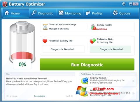 スクリーンショット Battery Optimizer Windows 7版