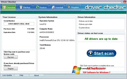 スクリーンショット Driver Checker Windows 7版