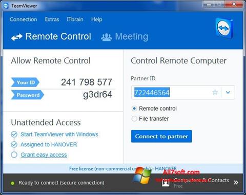 スクリーンショット TeamViewer Windows 7版