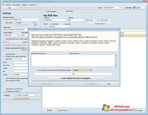 スクリーンショット Scan2PDF Windows 7版