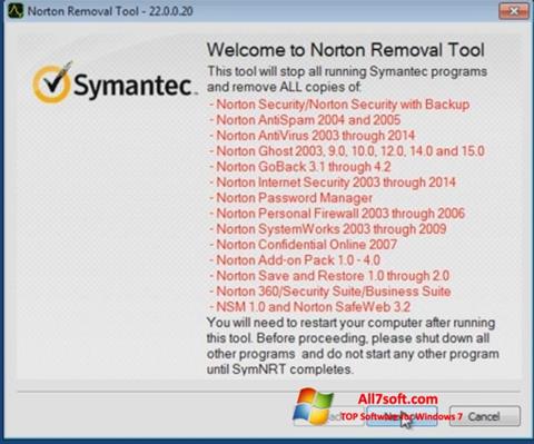 スクリーンショット Norton Removal Tool Windows 7版