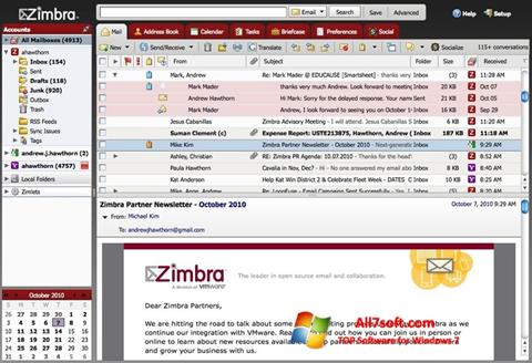 スクリーンショット Zimbra Desktop Windows 7版
