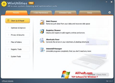 スクリーンショット WinUtilities Memory Optimizer Windows 7版