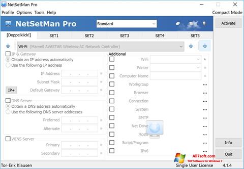 スクリーンショット NetSetMan Windows 7版