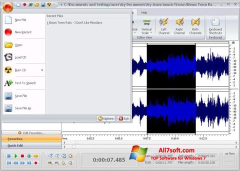スクリーンショット Free Audio Editor Windows 7版