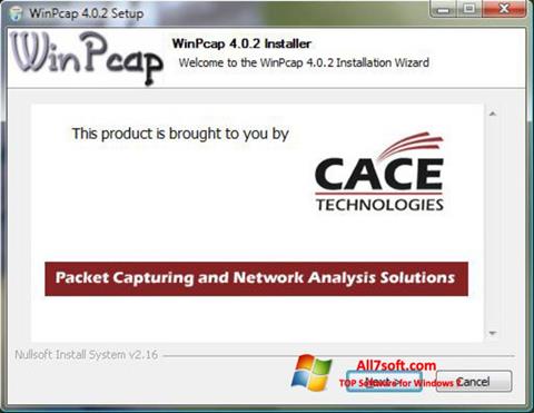 スクリーンショット WinPcap Windows 7版