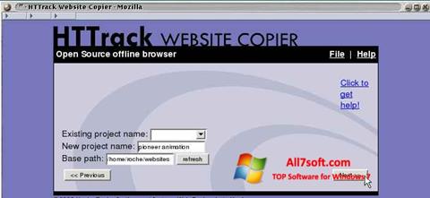 スクリーンショット HTTrack Website Copier Windows 7版