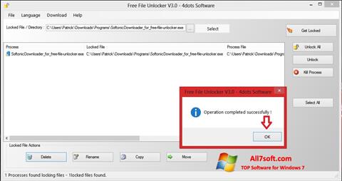 スクリーンショット Free File Unlocker Windows 7版