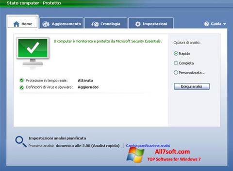 スクリーンショット Microsoft Security Essentials Windows 7版