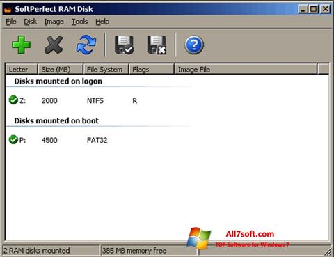 スクリーンショット SoftPerfect RAM Disk Windows 7版