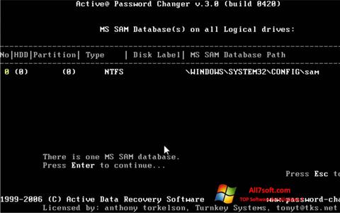 スクリーンショット Active Password Changer Windows 7版
