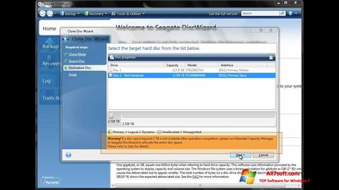 スクリーンショット Seagate DiscWizard Windows 7版