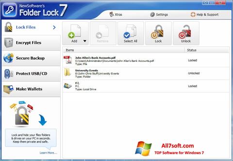 スクリーンショット Folder Lock Windows 7版