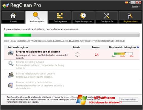 スクリーンショット RegClean Pro Windows 7版