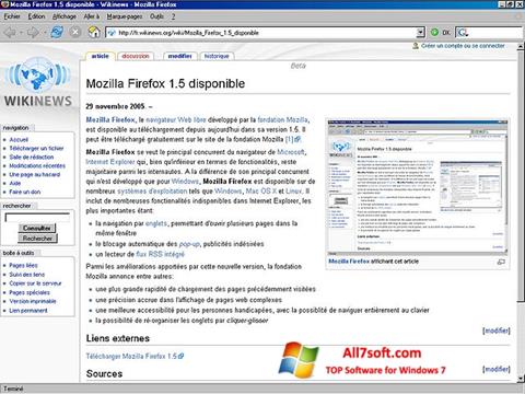 スクリーンショット Mozilla Firefox Windows 7版