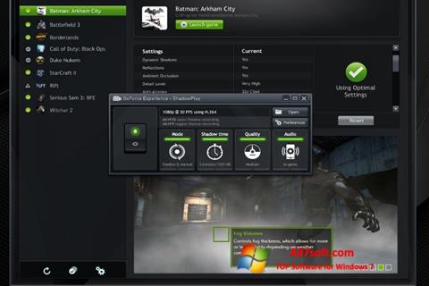 スクリーンショット NVIDIA GeForce Experience Windows 7版