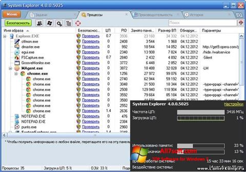 スクリーンショット System Explorer Windows 7版