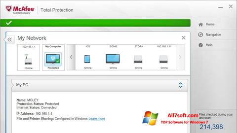 スクリーンショット McAfee Total Protection Windows 7版