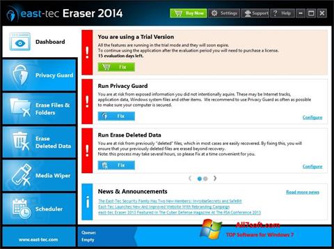 スクリーンショット East Tec Eraser Windows 7版