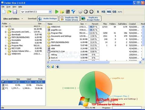 スクリーンショット Folder Size Windows 7版