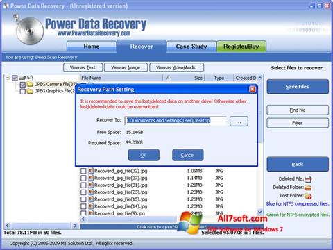 スクリーンショット Power Data Recovery Windows 7版