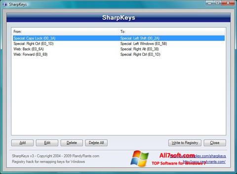 スクリーンショット SharpKeys Windows 7版
