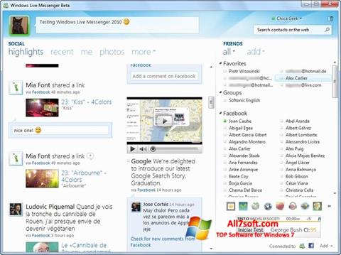 スクリーンショット Windows Live Messenger Windows 7版