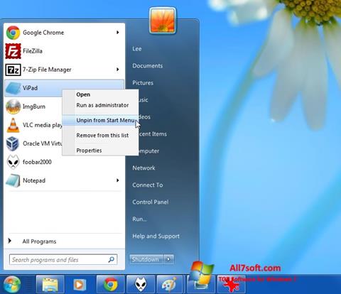 スクリーンショット ViStart Windows 7版