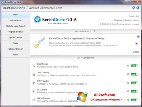 スクリーンショット Kerish Doctor Windows 7版