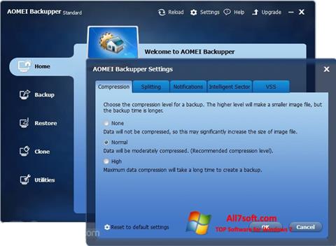 スクリーンショット AOMEI Backupper Windows 7版