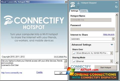 スクリーンショット Connectify Hotspot PRO Windows 7版