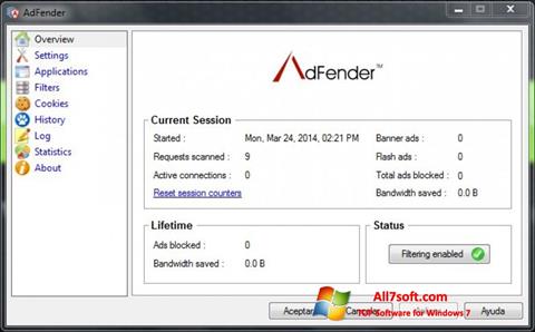 スクリーンショット AdFender Windows 7版