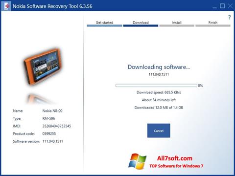 スクリーンショット Nokia Software Recovery Tool Windows 7版