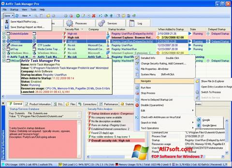 スクリーンショット AnVir Task Manager Windows 7版