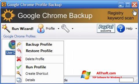 スクリーンショット Google Chrome Backup Windows 7版