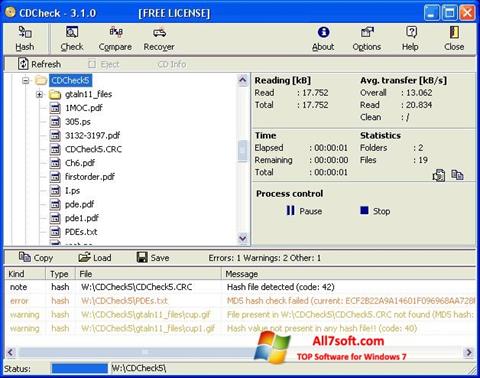 スクリーンショット CDCheck Windows 7版