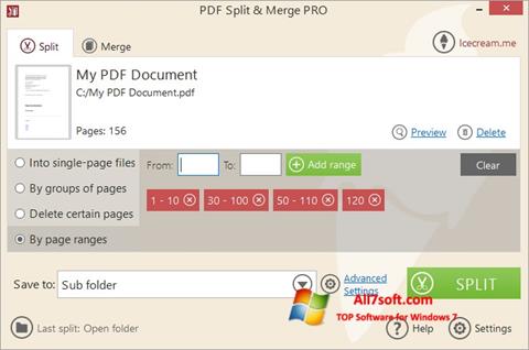 スクリーンショット PDF Split and Merge Windows 7版