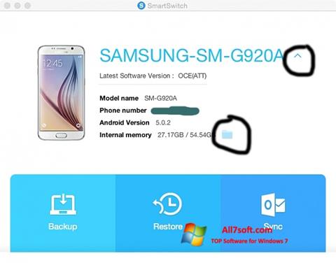 スクリーンショット Samsung Smart Switch Windows 7版