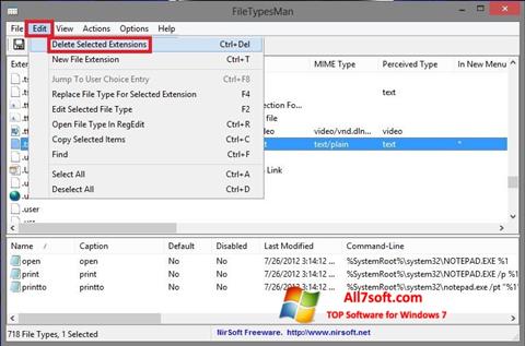 スクリーンショット Unassociate File Types Windows 7版
