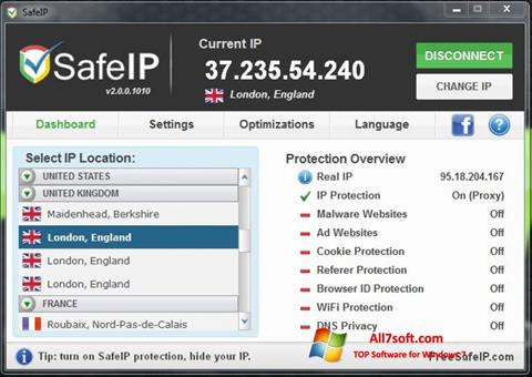 スクリーンショット SafeIP Windows 7版