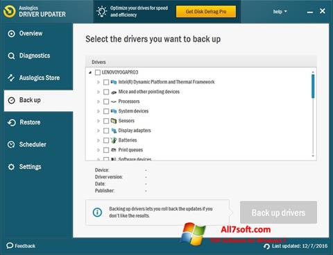 スクリーンショット Auslogics Driver Updater Windows 7版