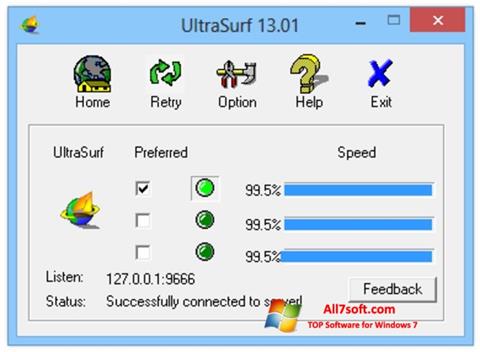 スクリーンショット UltraSurf Windows 7版
