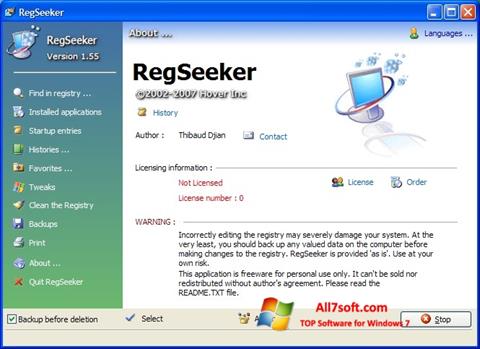 スクリーンショット RegSeeker Windows 7版