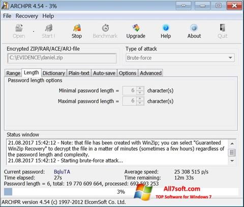 スクリーンショット Advanced Archive Password Recovery Windows 7版